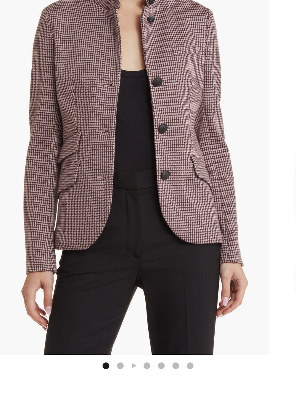 Rag & Bone women’s Pink Houndstooth Button-Front Blazer Jacket